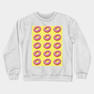 Watercolor donuts pattern - pink and yellow background Crewneck Sweatshirt